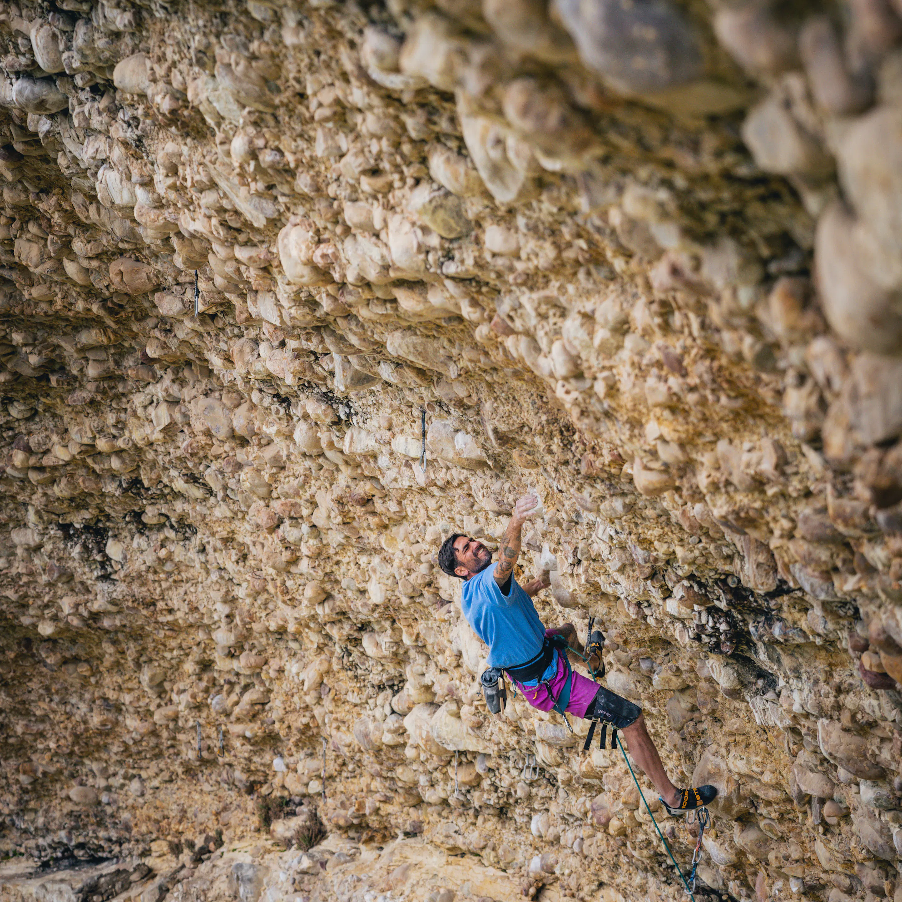 Black Diamond athlete Sam Elias climbing a RetroModern Route in Maple Canyon. 
