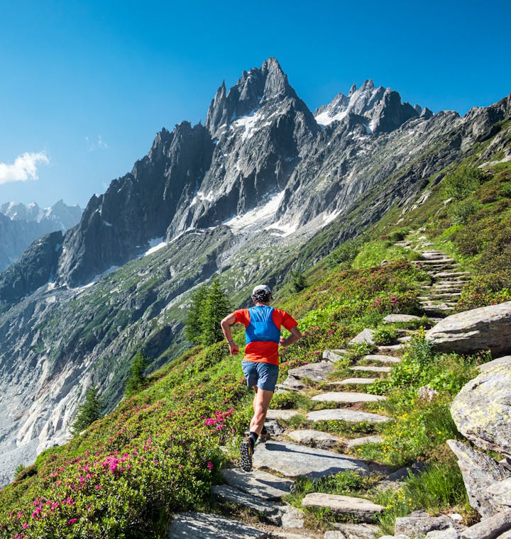 Trail Running. Dan Patitucci running in the Alps. 