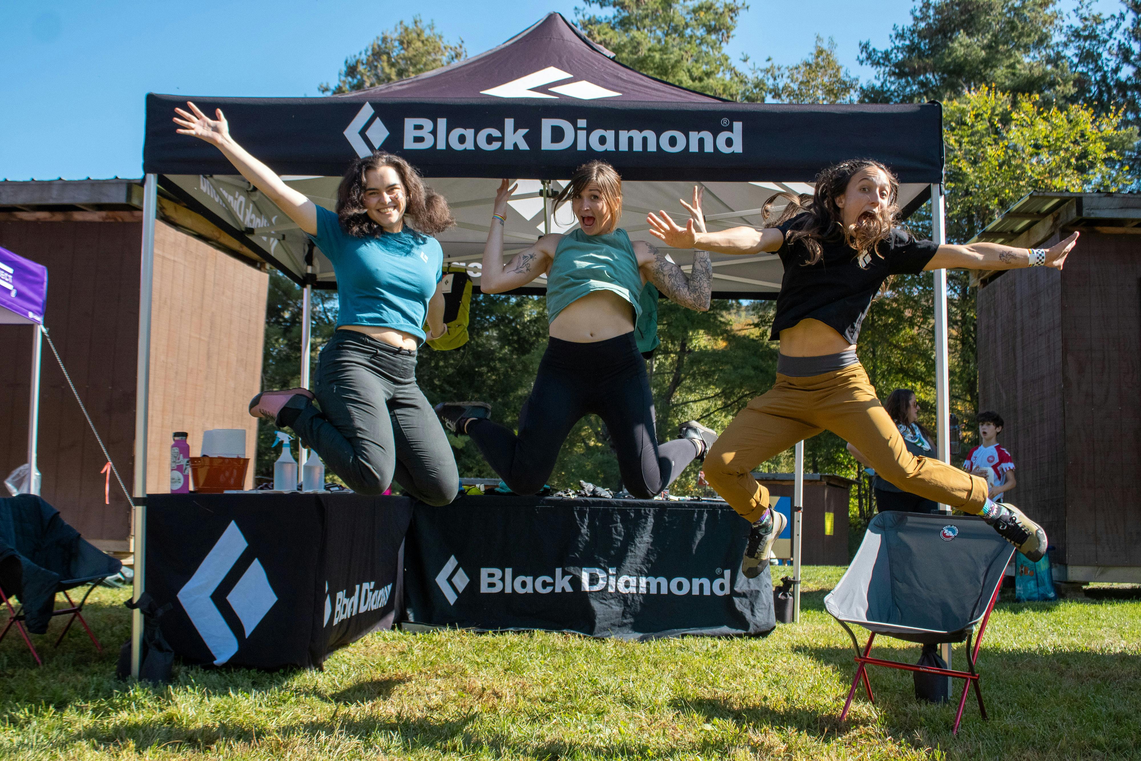 Black Diamond Employees Jump for joy at a TVOP event. 