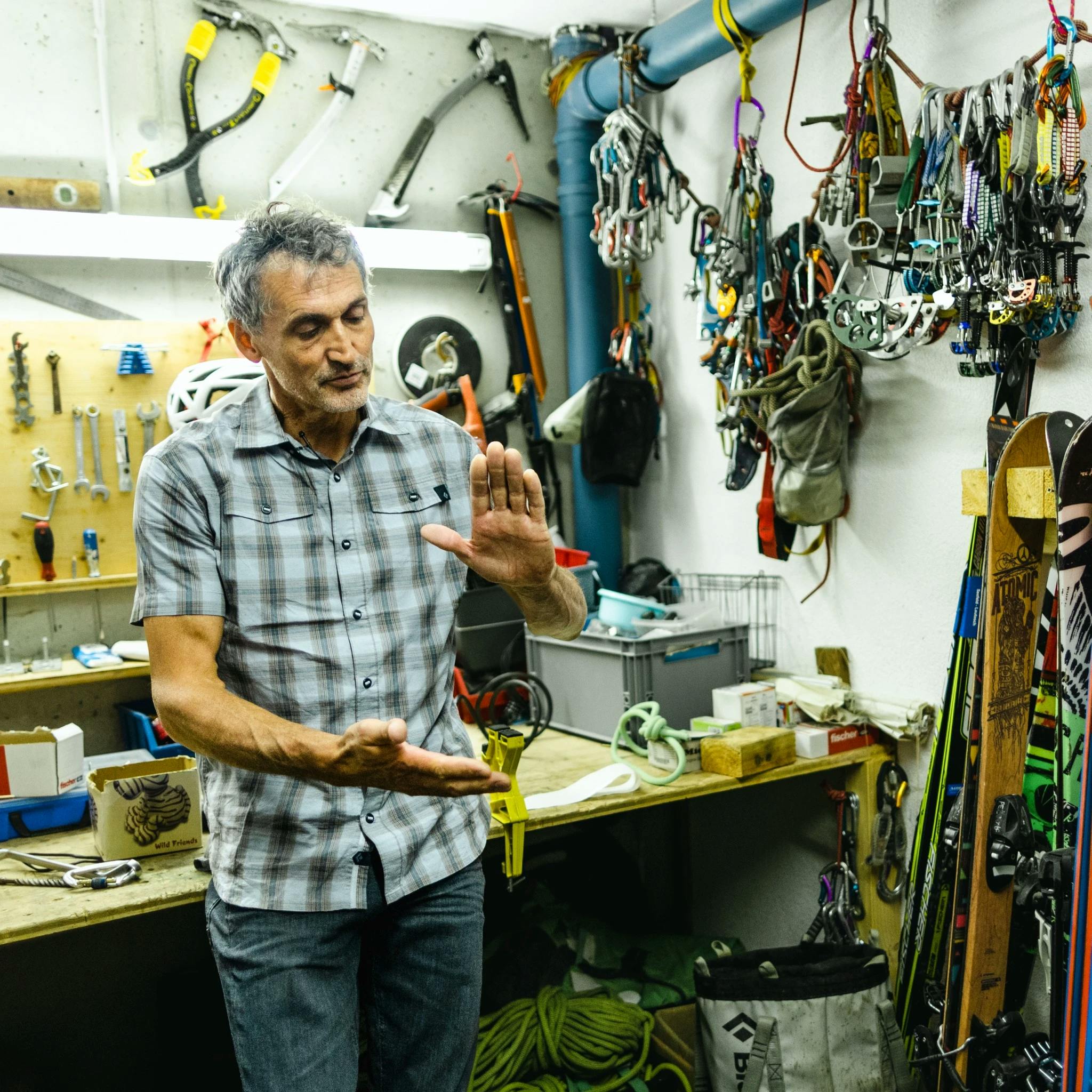 Reini Scherer and his tools of choice for the mountains