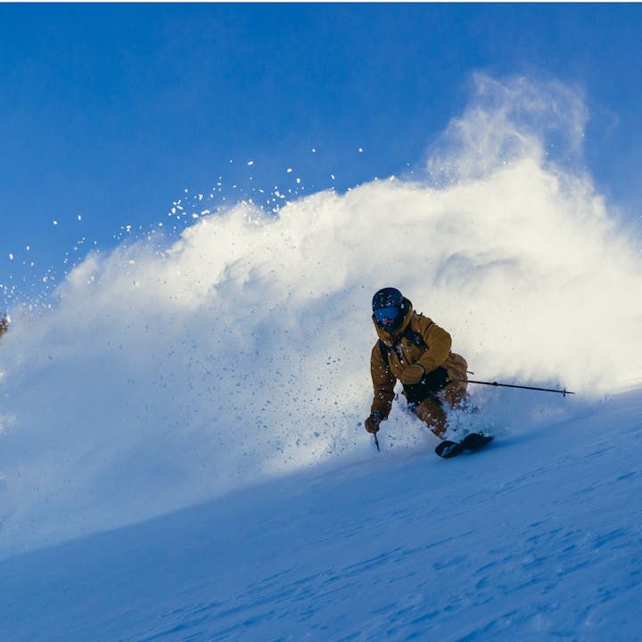 Black Diamond athlete, Parkin Costain skiing powder in Crested Butte, Colorado. 