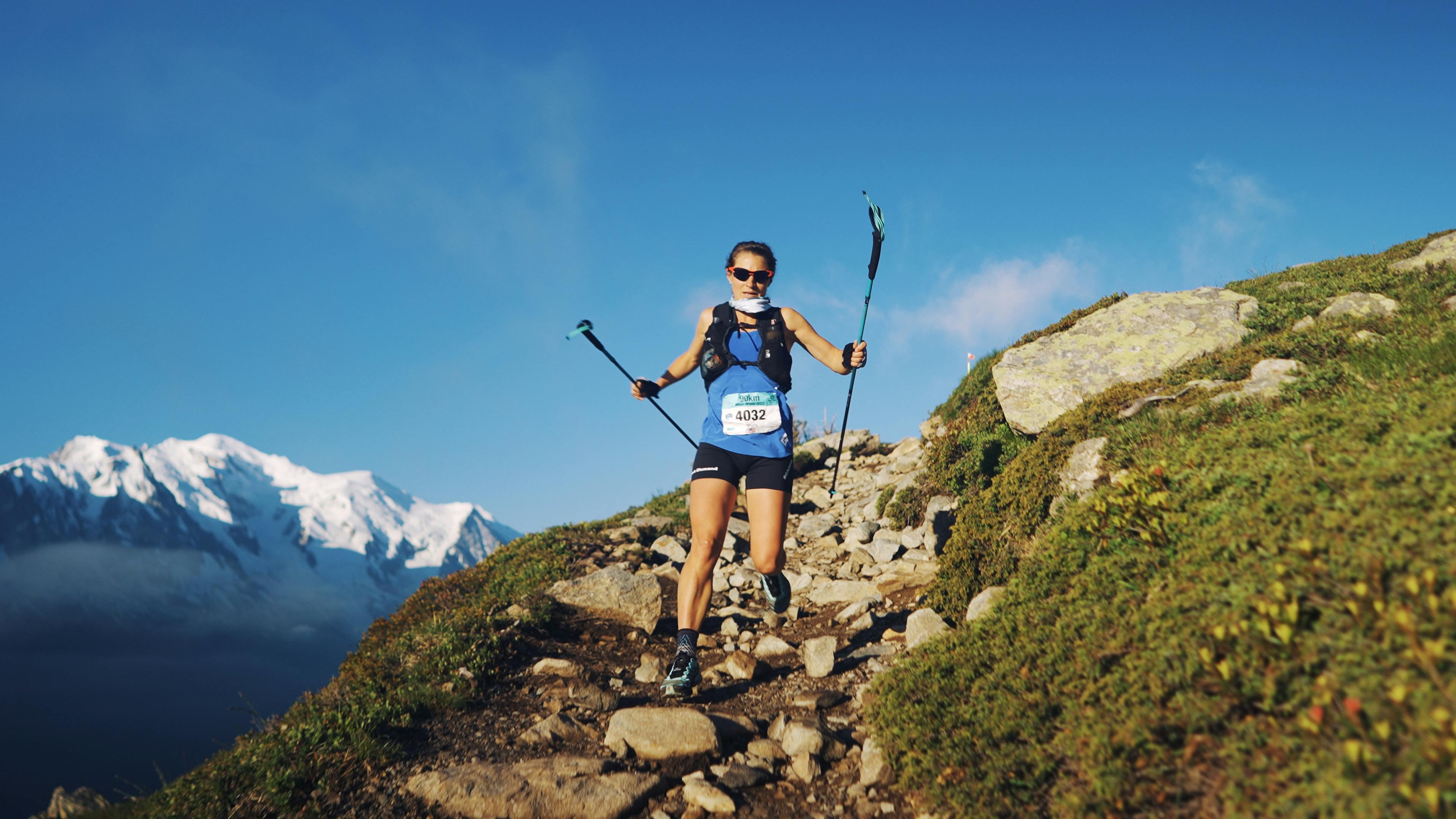 Black Diamond athlete Hillary Gerardi running the 90k du Mont Blanc