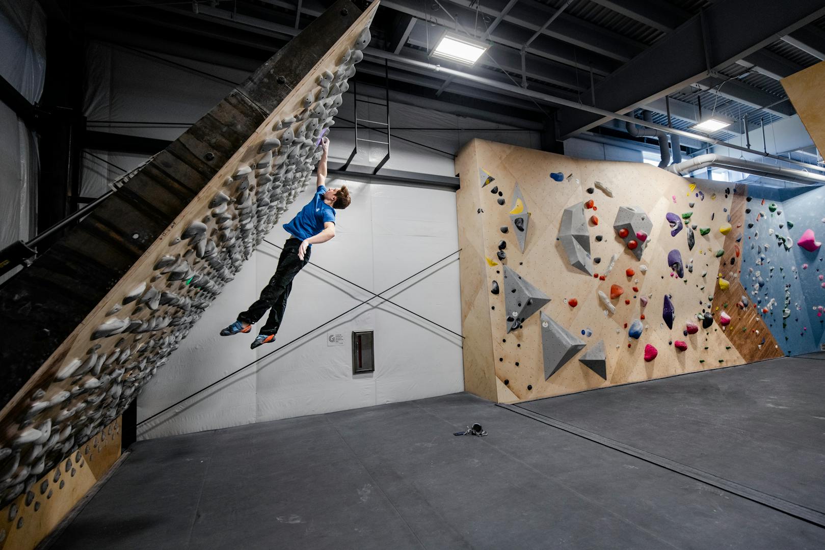 BD Athlete Colin Duffy climbing indoors