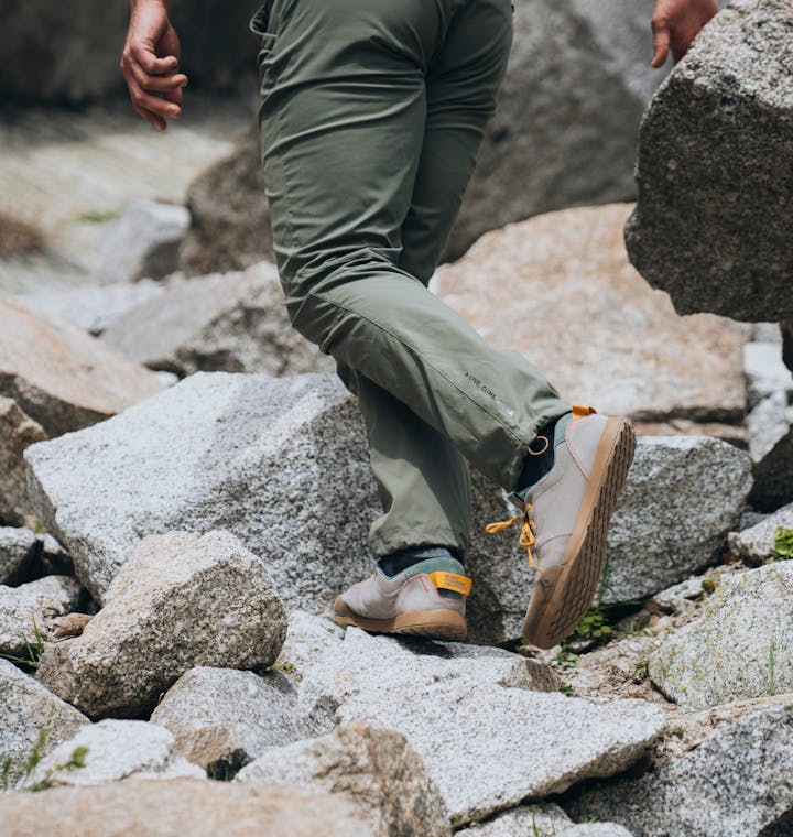 Lifestyle Approach Shoes. A climber wearing the Prime Approach shoes. 