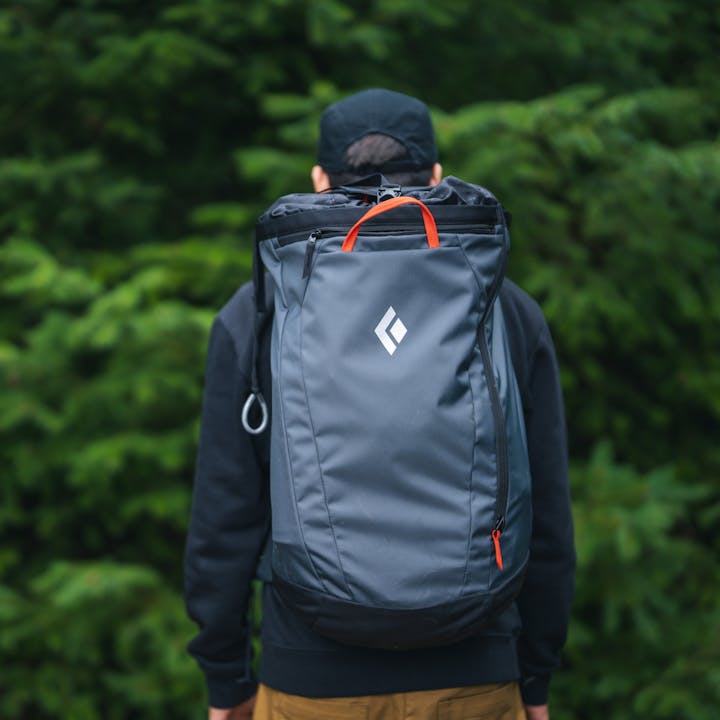BD athlete Connor Herson wears a Crag Pack in Squamish. 