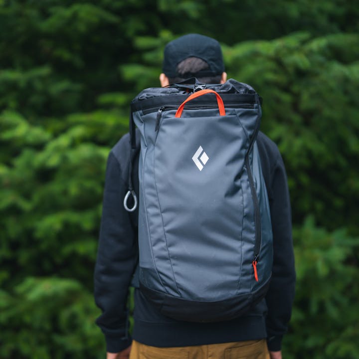 BD athlete Connor Herson wears a Crag Pack in Squamish. 