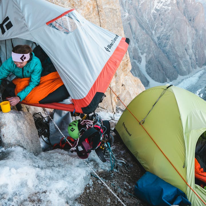 BD athlete Babsi Zangerl preps for a day of climbing on Trango Tower. 