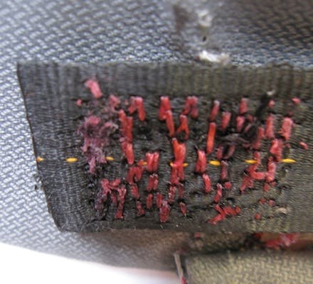 close-up for investigation on the nylon of the harness