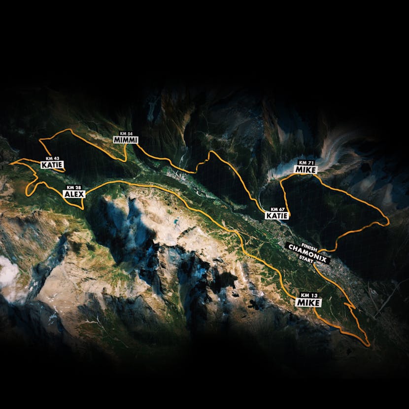 The 90k du Mont Blanc course route