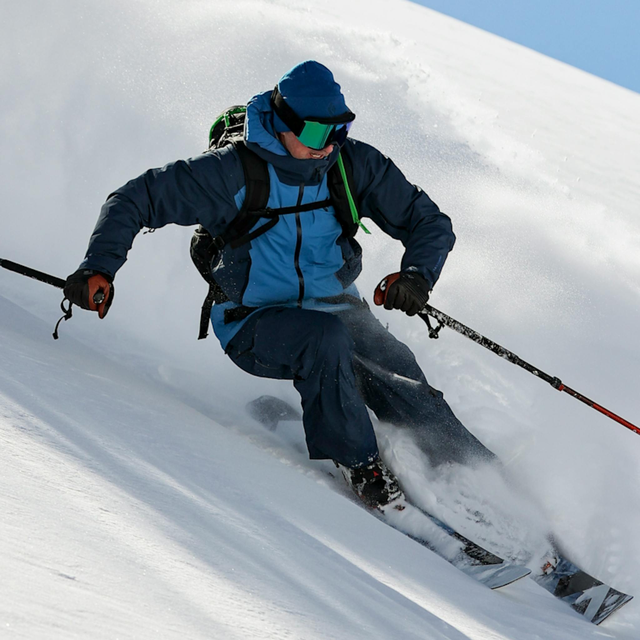 Skier making a turn in Alaska