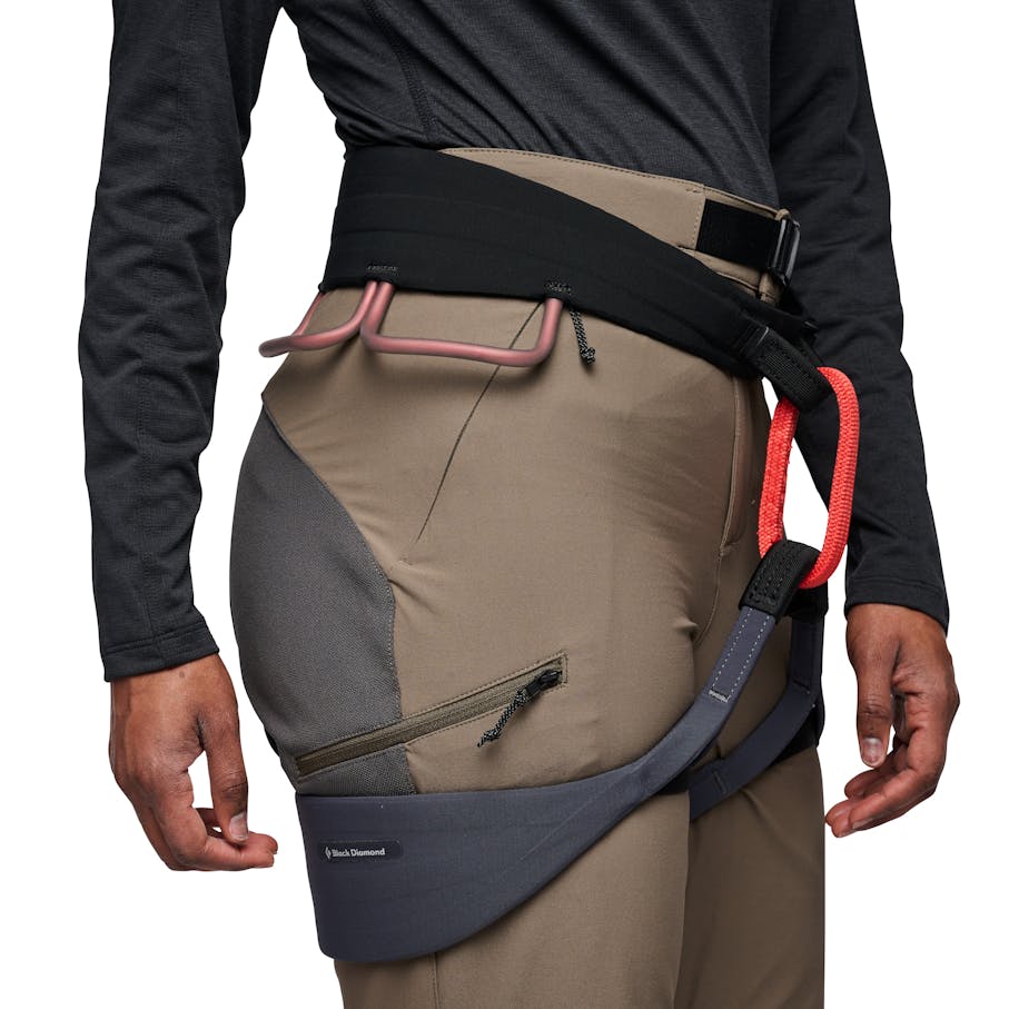 Two front zip and right side zip pockets are harness compatible.