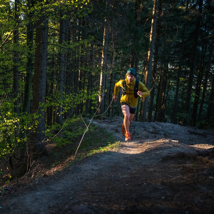 A trail runner out for a spring Run. 