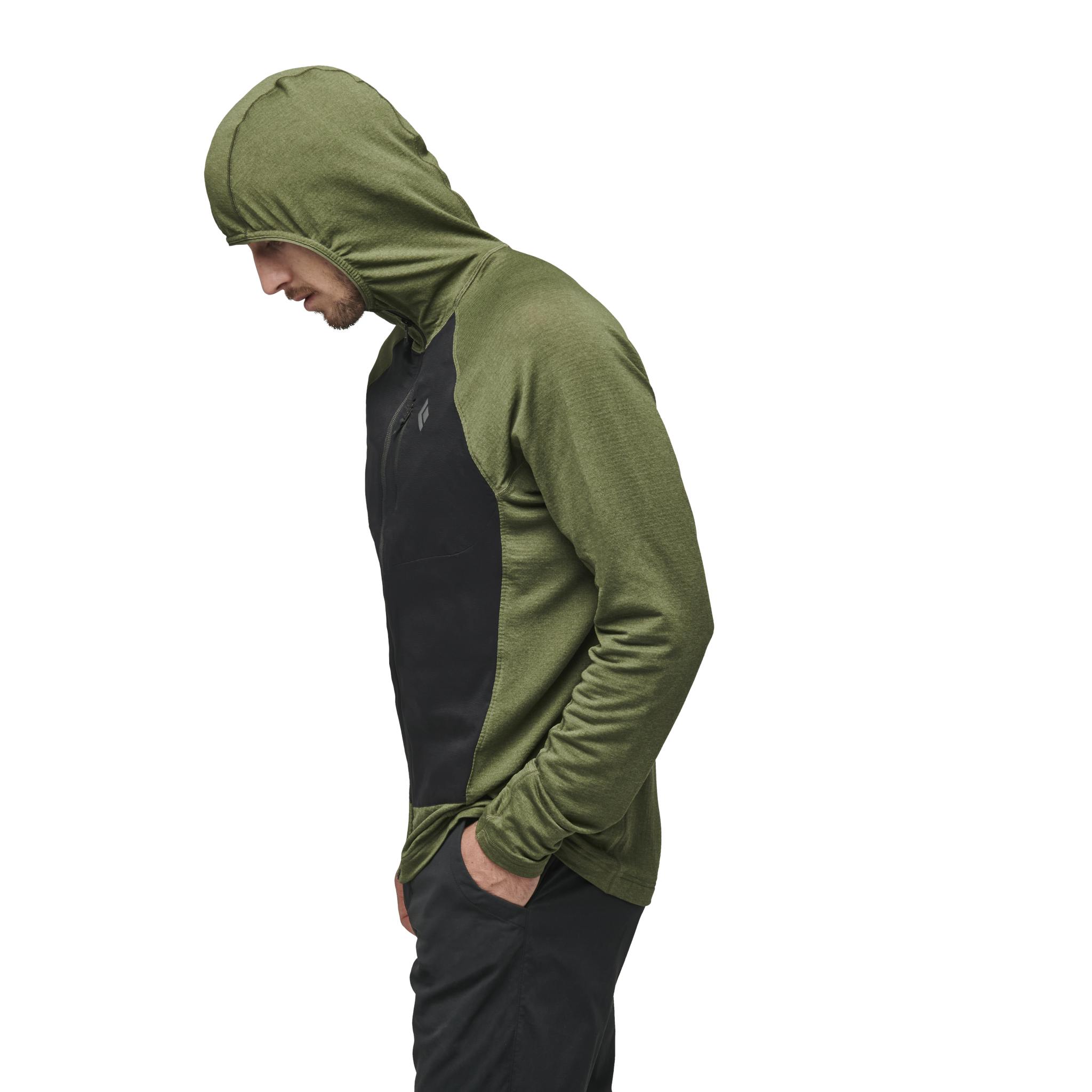 A model side view of the Coefficient LT Hybrid Hoody
