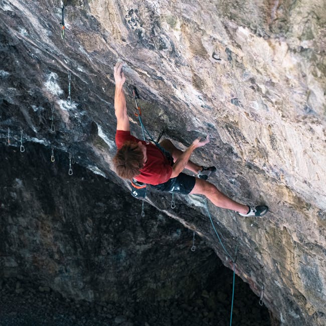 Black Diamond athlete Colin Duffy climbing Ice Cream (5.14c) in American Fork Canyon, UT. 